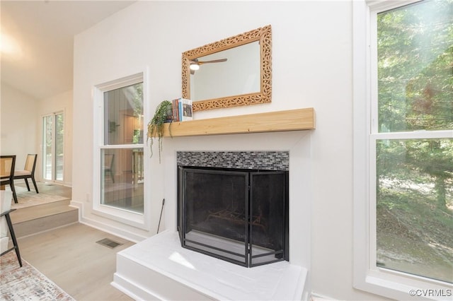 3211 Fox Chase Dr, Midlothian, VA 23112 - detailed view of a fireplace with raised hearth and wood finished floors