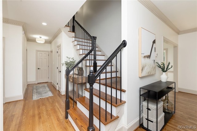 10703 Kriserin Cir, Chester, VA 23831 - stairs with ornamental molding, wood finished floors, and recessed lighting