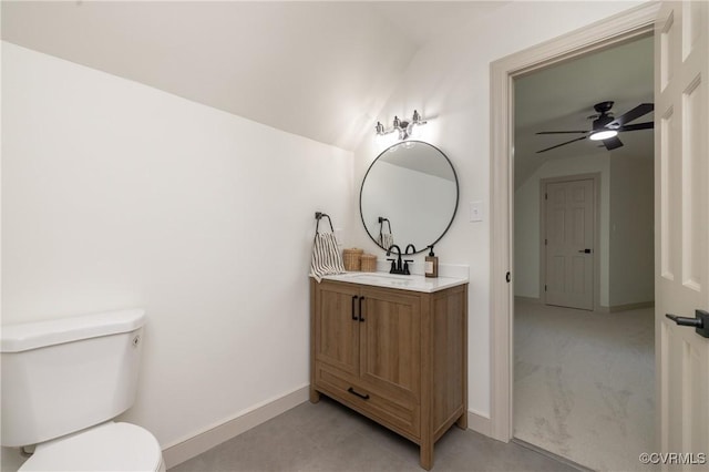 10703 Kriserin Cir, Chester, VA 23831 - bathroom featuring vanity, a ceiling fan, and vaulted ceiling