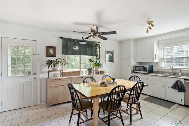 7085 Foxlair Dr, Mechanicsville, VA 23111 - dining area featuring plenty of natural light, light tile patterned floors, and ceiling fan