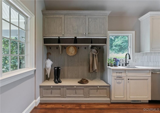 3300 Riverglade Rd, Powhatan, VA 23139 - mudroom with a sink and dark wood-type flooring