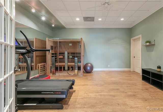 3300 Riverglade Rd, Powhatan, VA 23139 - exercise area featuring wood finished floors and ornamental molding