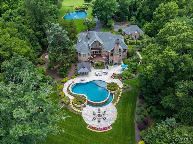 3300 Riverglade Rd, Powhatan, VA 23139 - view from above of property with a pool and a large body of water