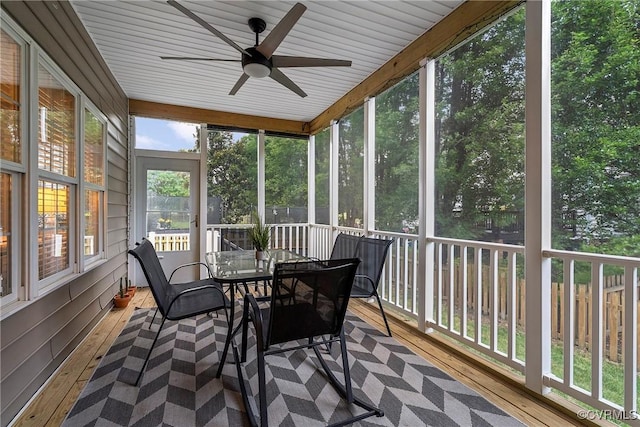 9032 Fascine Ct, Mechanicsville, VA 23116 - sunroom / solarium with a ceiling fan and outdoor dining area