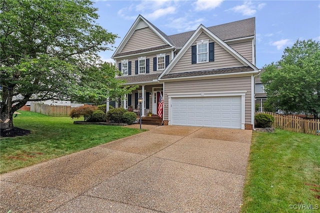 9032 Fascine Ct, Mechanicsville, VA 23116 - traditional home featuring driveway, covered porch, a shingled roof, and an attached garage