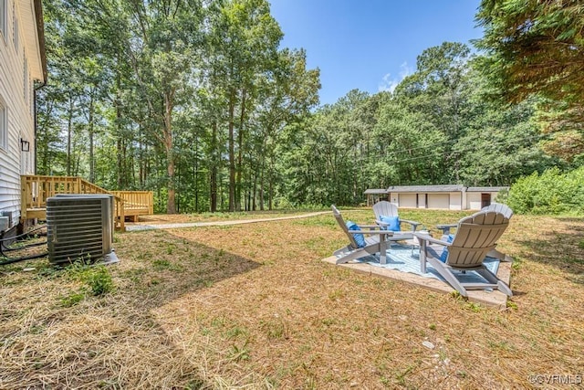 2629 Maidens Rd, Powhatan, VA 23139 - view of green lawn with a deck and a wooded view