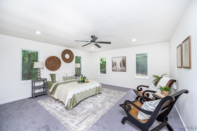 2629 Maidens Rd, Powhatan, VA 23139 - carpeted bedroom with multiple windows, recessed lighting, and a ceiling fan