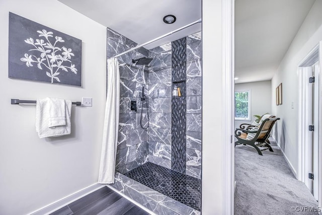 2629 Maidens Rd, Powhatan, VA 23139 - bathroom with a marble finish shower and baseboards