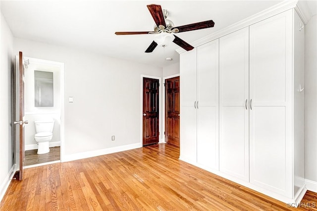3 Milby Cir, Sandston, VA 23150 - unfurnished bedroom featuring light wood finished floors, a closet, ensuite bath, and a ceiling fan