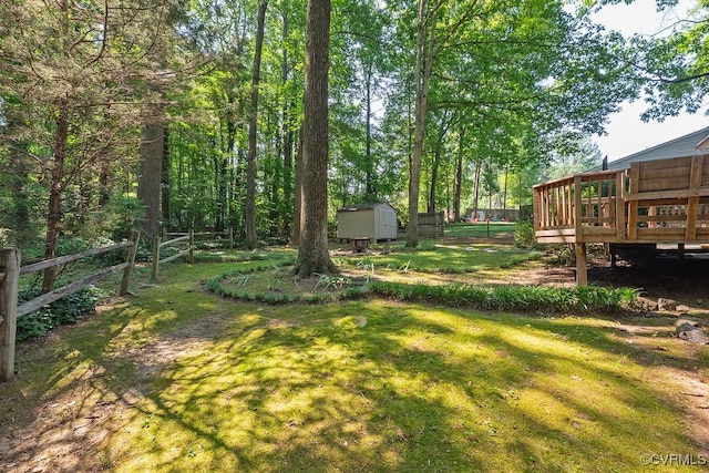2713 Brookforest Rd, Midlothian, VA 23112 - view of yard featuring a storage shed and a deck