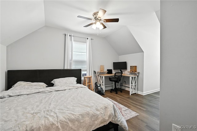 16731 Amherst Oak Ln, Chesterfield, VA 23834 - bedroom with vaulted ceiling, wood finished floors, ceiling fan, and an office area