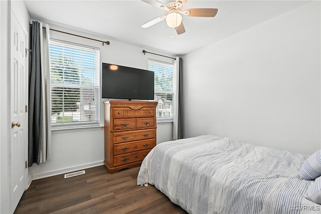 16731 Amherst Oak Ln, Chesterfield, VA 23834 - bedroom featuring dark wood-style floors, multiple windows, and ceiling fan