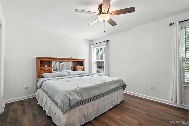 16731 Amherst Oak Ln, Chesterfield, VA 23834 - bedroom featuring dark wood-style flooring, multiple windows, and a ceiling fan