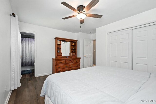 16731 Amherst Oak Ln, Chesterfield, VA 23834 - bedroom featuring dark wood finished floors, a closet, and a ceiling fan