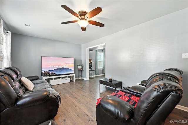 16731 Amherst Oak Ln, Chesterfield, VA 23834 - living room with a ceiling fan, wood finished floors, and healthy amount of natural light