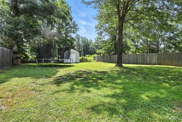 16731 Amherst Oak Ln, Chesterfield, VA 23834 - fenced backyard featuring a storage shed and a trampoline