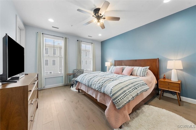 12340 Purbrook Walk, Henrico, VA 23233 - bedroom with light wood-style floors, recessed lighting, and a ceiling fan
