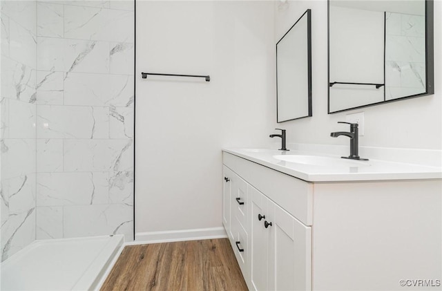 24 Hummingbird Ln, Cumberland, VA 23040 - full bath with double vanity, wood finished floors, and a shower