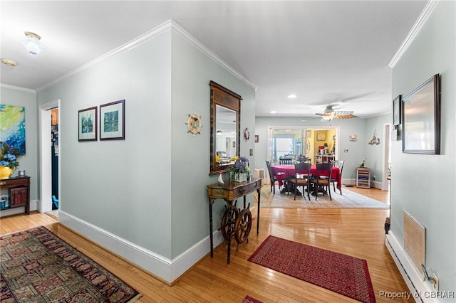 77 Kent Cove Rd, Kilmarnock, VA 22482 - foyer entrance featuring crown molding, light wood-type flooring, recessed lighting, and a ceiling fan