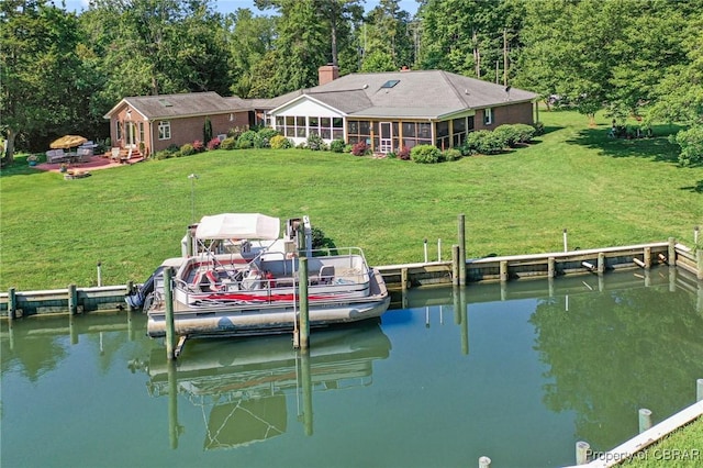 77 Kent Cove Rd, Kilmarnock, VA 22482 - dock area featuring a water view and a lawn