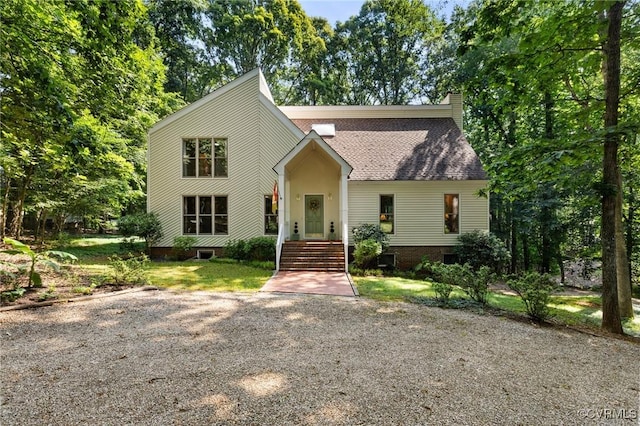 13030 River Hills Dr, Midlothian, VA 23113 - view of front facade featuring roof with shingles and a chimney