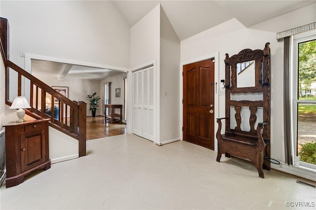 13030 River Hills Dr, Midlothian, VA 23113 - foyer entrance featuring stairs and vaulted ceiling