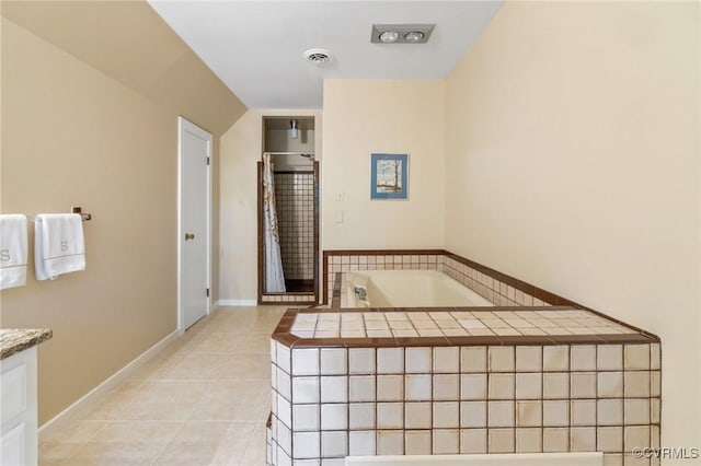13030 River Hills Dr, Midlothian, VA 23113 - full bath with a bath, tile patterned flooring, vanity, and a stall shower