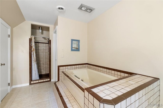 13030 River Hills Dr, Midlothian, VA 23113 - full bath featuring a stall shower, a bath, and tile patterned floors