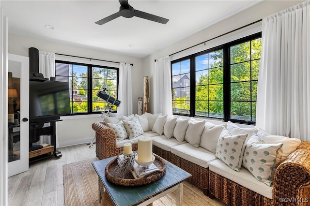 3719 Waverton Dr, Midlothian, VA 23112 - living area featuring a ceiling fan and light wood finished floors