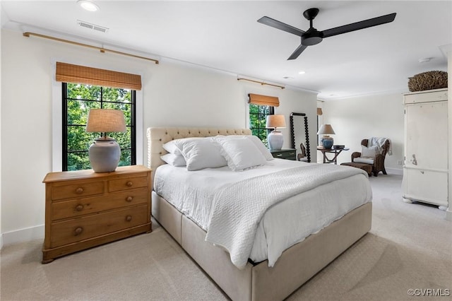 3719 Waverton Dr, Midlothian, VA 23112 - bedroom with light colored carpet, recessed lighting, and ceiling fan