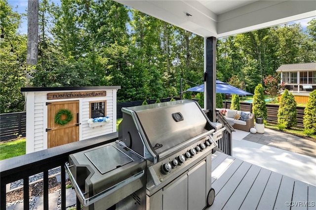 3719 Waverton Dr, Midlothian, VA 23112 - deck featuring area for grilling and view of scattered trees