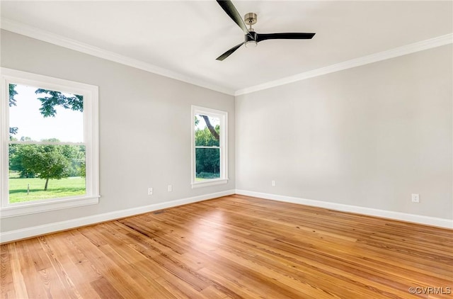 4700 New Kent, Quinton, VA 23141 - unfurnished room with ornamental molding, a ceiling fan, and light wood finished floors