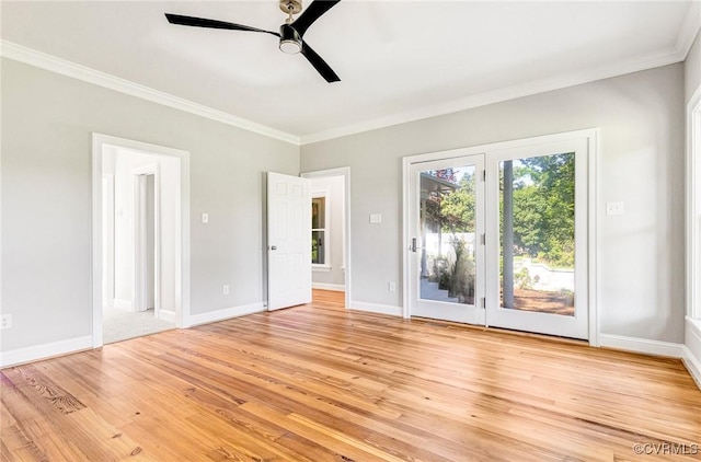 4700 New Kent, Quinton, VA 23141 - unfurnished room featuring ornamental molding, a ceiling fan, and light wood finished floors