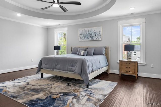 208 Minor St, Richmond, VA 23222 - bedroom with wood finished floors, recessed lighting, ornamental molding, and ceiling fan