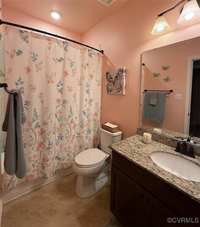 17419 Great Falls Cir, Moseley, VA 23120 - full bath featuring vanity, a shower with curtain, and tile patterned flooring