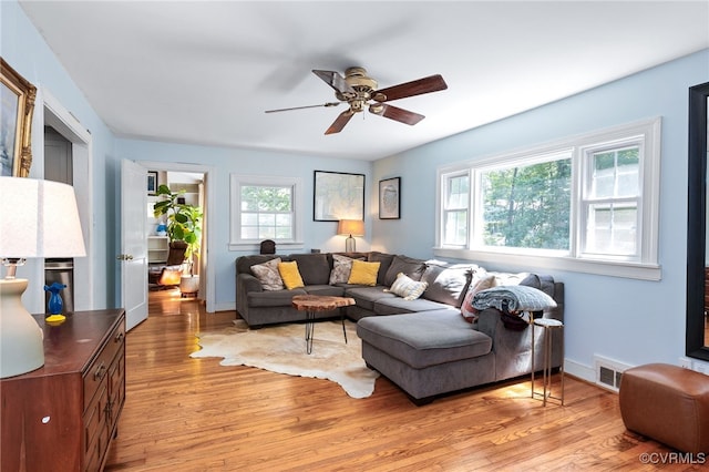 3942 Hickory Rd, Richmond, VA 23235 - living area featuring light wood-type flooring and a ceiling fan