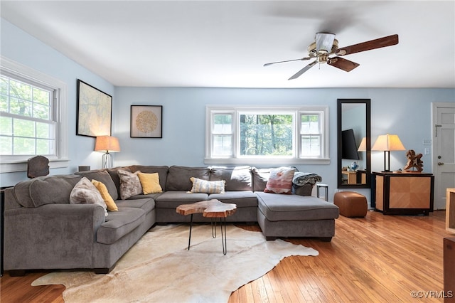 3942 Hickory Rd, Richmond, VA 23235 - living area featuring light wood-style floors and a ceiling fan