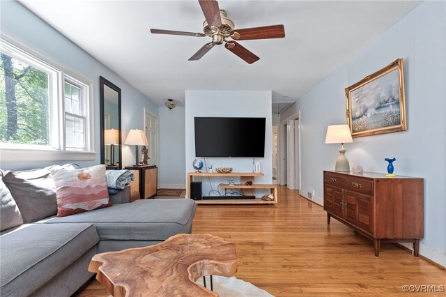 3942 Hickory Rd, Richmond, VA 23235 - living area featuring light wood-type flooring and ceiling fan