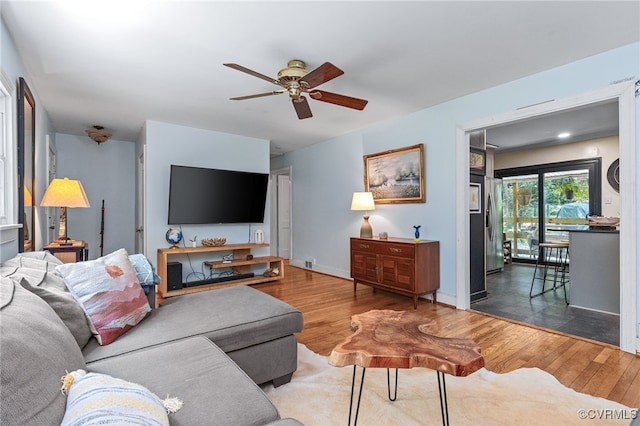 3942 Hickory Rd, Richmond, VA 23235 - living room with ceiling fan and wood finished floors