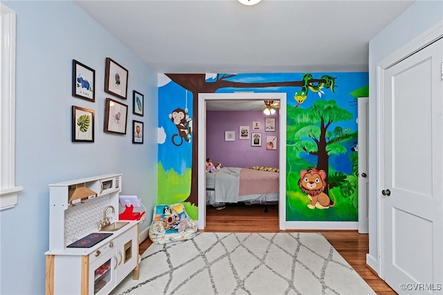 3942 Hickory Rd, Richmond, VA 23235 - rec room featuring wood finished floors and a ceiling fan