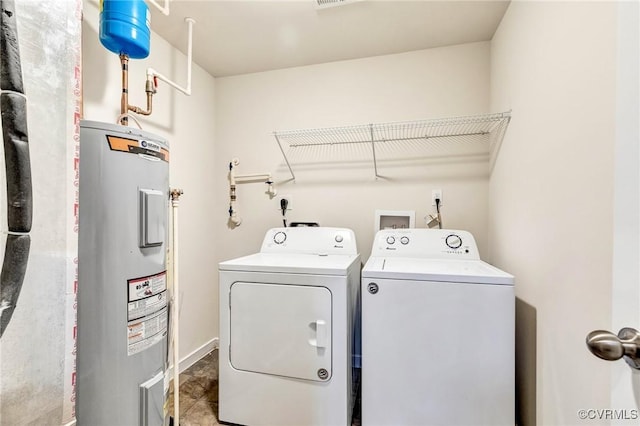 344 Land Or Dr, Ruther Glen, VA 22546 - laundry room featuring water heater and washing machine and clothes dryer