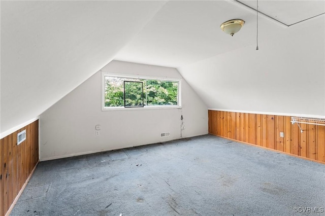 6002 Indigo Rd, Richmond, VA 23230 - bonus room with carpet, attic access, vaulted ceiling, and wooden walls