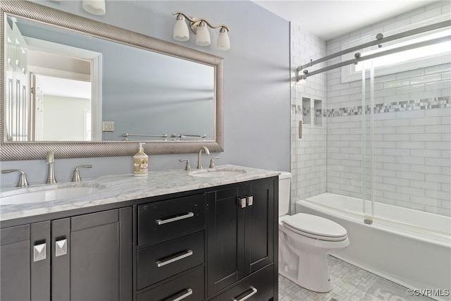 3608 Tyverton Ct, Henrico, VA 23233 - full bathroom with double vanity, enclosed tub / shower combo, and tile patterned flooring