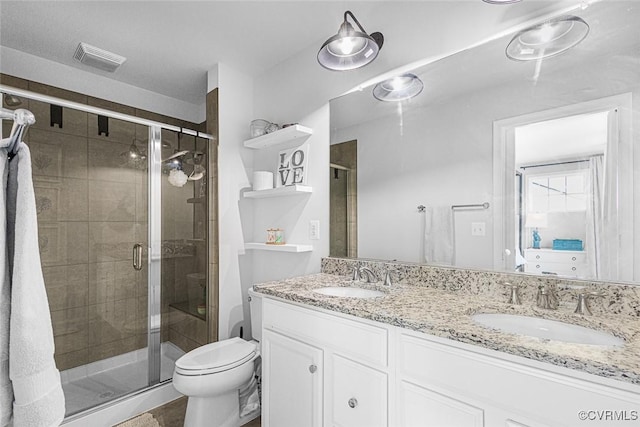 585 Rivanna Hill Rd, Glen Allen, VA 23060 - bathroom featuring double vanity and a shower stall