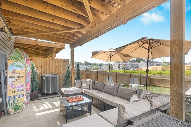 585 Rivanna Hill Rd, Glen Allen, VA 23060 - fenced backyard featuring an outdoor hangout area and a patio