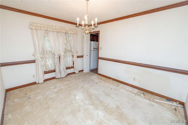 7710 Buttermere Ct, Chesterfield, VA 23832 - spare room with a chandelier, crown molding, and carpet flooring