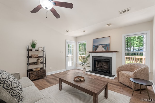102 Penrith Ct, Williamsburg, VA 23185 - living area featuring plenty of natural light, wood finished floors, and a premium fireplace