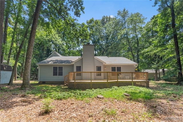 102 Penrith Ct, Williamsburg, VA 23185 - rear view of property featuring a wooden deck and a chimney