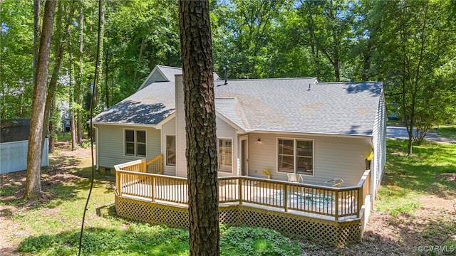 102 Penrith Ct, Williamsburg, VA 23185 - rear view of property featuring a wooden deck and a shingled roof