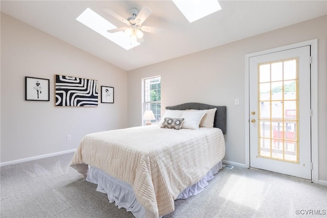 20 Madrone Pl, Hampton, VA 23666 - bedroom with a skylight, carpet floors, lofted ceiling, and a ceiling fan